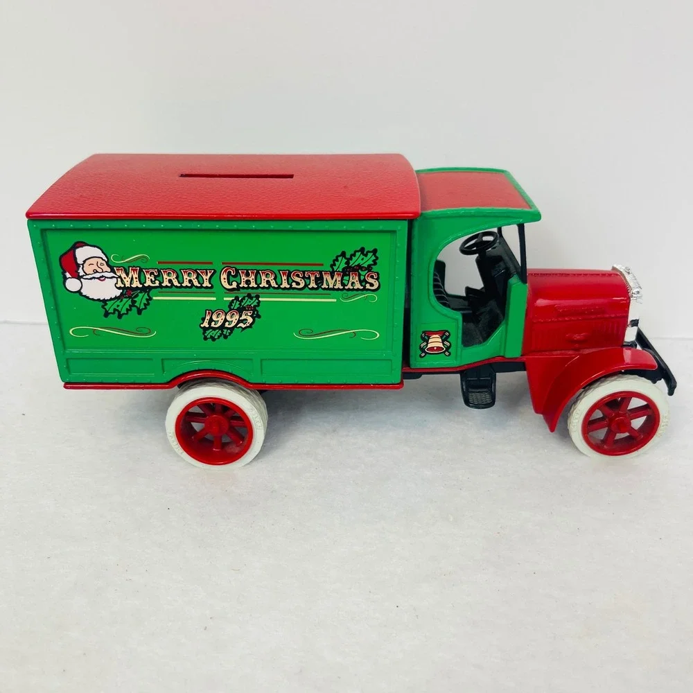 1995 ServiStar Merry Christmas Truck Coin Bank Kenworth Vintage Red